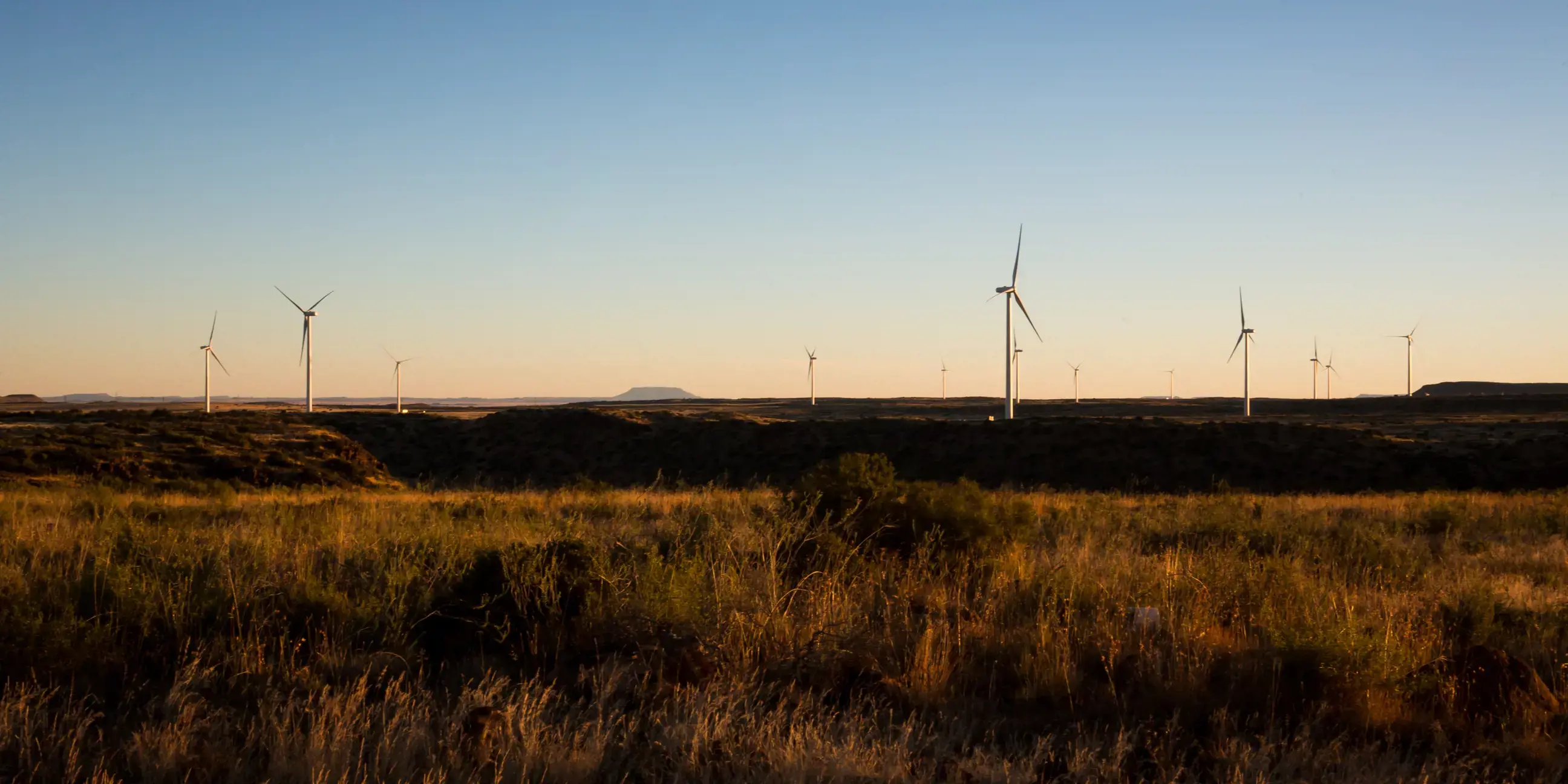 Wind turbines during sunset